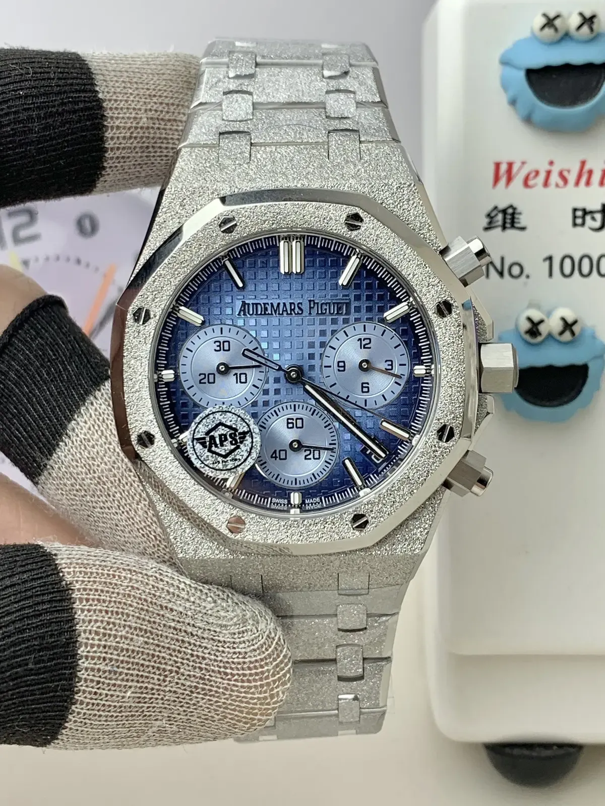 霜金闪到瞎！APS厂爱彼26240BC霜金蓝上手实拍