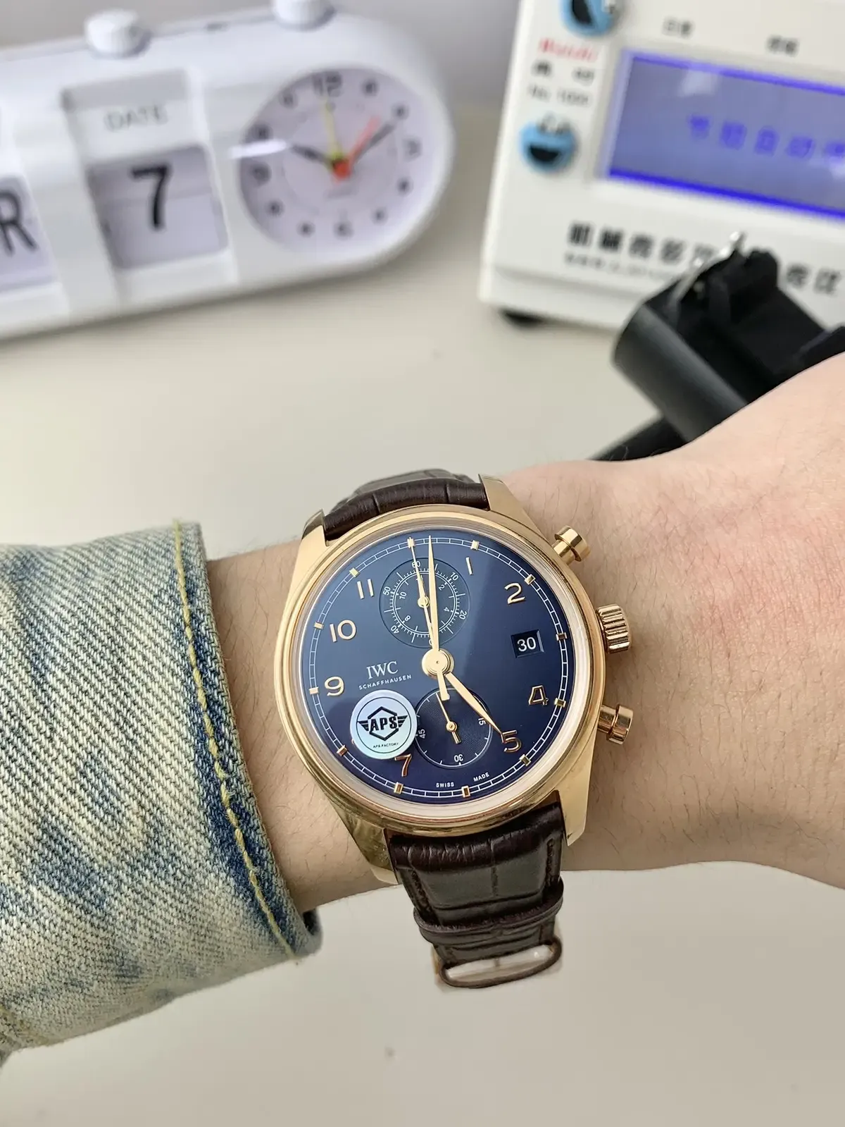 APS厂万国葡萄牙计时玫瑰金蓝盘一眼假吗？真相揭秘