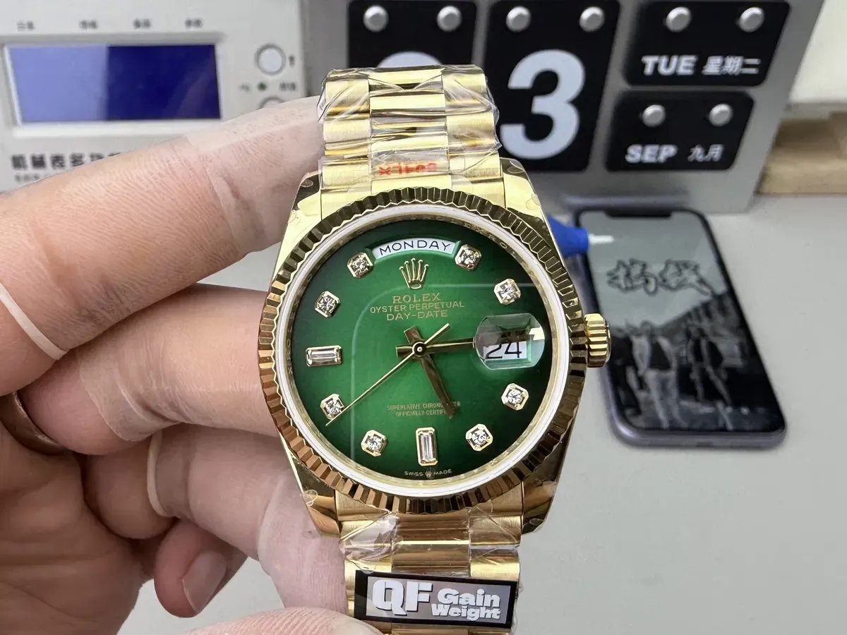 QF厂劳力士烟熏绿DD36mm评测：158克配重还原正品手感